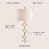 JONATHAN Y 29.5″ Gold Modern Geometric Table Lamp with Marble Base, Glam Diamante Metal Diamond Silhouette Lamp for Bedroom Living Room, White Linen Shade, LED Bulb Included JYL1080A