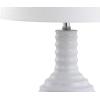 JONATHAN Y 29.5″ White Ceramic LED Table Lamp for Living Room Bedroom Decor, Modern Ribbed Sculptural Design with White Linen Shade, Large Bedside Nightstand Lamp JYL8020A(White)