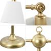 JONATHAN Y 31″ Gold 2-Light Contemporary Farmhouse Adjustable Iron Library LED Table Lamp, White Linen Shades for Living Room Office Sideboard, LED Bulbs Included JYL3074A