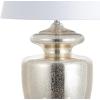 JONATHAN Y 31″ Mercury Silver Glass Table Lamp, Modern Glam Urn Bedside Lamp for Living Room, Bedroom, White Linen Drum Shade, Chrome Finish, LED Bulb Included JYL1014A