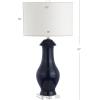 JONATHAN Y 31″ Navy Blue Ceramic and Crystal Table Lamp, Contemporary Slender Vase Bedside Lamp for Living Room, White Linen Drum Shade, UL Listed, LED Bulb Included JYL8017A