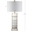 JONATHAN Y 31″ Silver Leaf Resin Table Lamp, Modern Farmhouse Wrapped Rope Bedside Lamp for Living Room Bedroom, White Linen Drum Shade, UL Listed, LED Bulb Included JYL1012A