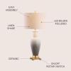 JONATHAN Y 31.5″ White/Gray Dip Dye Ceramic Table Lamp for Living Room, Large Bedside Lamp for Bedroom with White Linen Drum Shade, Traditional End Table Light, LED Bulb (JYL3017B)(Gray)