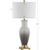JONATHAN Y 31.5″ White/Gray Dip Dye Ceramic Table Lamp for Living Room, Large Bedside Lamp for Bedroom with White Linen Drum Shade, Traditional End Table Light, LED Bulb (JYL3017B)(Gray)