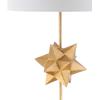 JONATHAN Y 32″ Clear and Gold Leaf Crystal Table Lamp, Hollywood Regency Starburst Metal Bedside Lamp with White Linen Drum Shade for Living Room, LED Bulb Included JYL5006A
