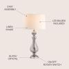 JONATHAN Y 32″ Gray Murano Style Swirled Glass Table Lamp, Glam Transitional Crystal Bedside Lamp with White Faux Silk Drum Shade for Living Room, LED Bulb Included JYL2063A