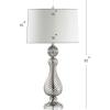JONATHAN Y 32″ Gray Murano Style Swirled Glass Table Lamp, Glam Transitional Crystal Bedside Lamp with White Faux Silk Drum Shade for Living Room, LED Bulb Included JYL2063A