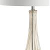 JONATHAN Y 32.75″ Champagne Glass Table Lamp, Traditional Teardrop Crystal Bedside Lamp with White Faux Silk Drum Shade for Living Room, UL Listed, LED Bulb Included JYL2070A