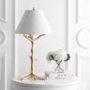 JONATHAN Y 33.5″ Gold Leaf Resin LED Table Lamp, Glam Transitional Nature-Inspired Design for Living Room Bedroom Nightstand, White Linen Shade, LED Bulb Included, UL Listed JYL3069A