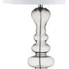 JONATHAN Y 35″ Smoke Gray Curved Glass Table Lamp for Living Room, Large Modern Bedside Lamp for Bedroom Nightstand, White Linen Drum Shade, LED Bulb Included (JYL4012E)(Smoke Gray)