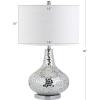 JONATHAN Y JYL1056A Emilia 26″ Mirrored Mosaic LED Table Lamp Contemporary Glam Bedside Desk Nightstand Lamp for Bedroom Living Room Office College Bookcase LED Bulb Included, Silver