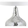 JONATHAN Y JYL1056A Emilia 26″ Mirrored Mosaic LED Table Lamp Contemporary Glam Bedside Desk Nightstand Lamp for Bedroom Living Room Office College Bookcase LED Bulb Included, Silver