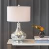 JONATHAN Y JYL1056A Emilia 26″ Mirrored Mosaic LED Table Lamp Contemporary Glam Bedside Desk Nightstand Lamp for Bedroom Living Room Office College Bookcase LED Bulb Included, Silver