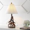 JONATHAN Y JYL8501A 26″ Rustic Faux Antler Table Lamp, Brown Resin Bedside Lamp for Living Room, Bedroom Nightstand, Farmhouse End Table Desk Lamp with White Linen Empire Shade, LED Bulb Included