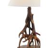 JONATHAN Y JYL8501A 26″ Rustic Faux Antler Table Lamp, Brown Resin Bedside Lamp for Living Room, Bedroom Nightstand, Farmhouse End Table Desk Lamp with White Linen Empire Shade, LED Bulb Included