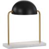 JONATHAN Y 13.5″ Brass Gold and Black Art Deco Dome Table Lamp with White Marble Base, Modern Glam Desk Lamp for Living Room, Office, Bedroom, Metal Shade, LED Bulb Included JYL1044A