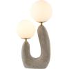 JONATHAN Y 18″ Gray Wood Finish 2-Light Mid-Century Scandinavian Resin Cactus LED Table Lamp, Brass Iron Accents, Frosted Glass Globe Shades, LED Bulbs Included JYL4064A