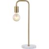JONATHAN Y 20.5″ Brass Gold Minimalist Glam Metal and Marble LED Table Lamp, Modern Industrial Pipe Desk Lamp for Bedroom Office Nightstand, White Marble Base, LED Bulb Included JYL1094A