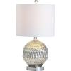 JONATHAN Y 20.5″ Silver Mercury Glass Table Lamp, Contemporary Chrome Sphere Metal Base with Ivory Linen Shade for Bedroom Living Room Nightstand, LED Bulb Included JYL1041A