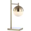 JONATHAN Y 21″ Brass Gold Art Deco Globe LED Table Lamp, Mid-Century Modern Glam Iron Lamp with White Frosted Glass Shade for Living Room Bedroom, LED Bulb Included JYL6012A