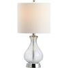 JONATHAN Y 21″ Chrome and Crackled Glass Table Lamp, Contemporary Artisanal Metal Bedside Lamp for Living Room, White Linen Shade, UL Listed, LED Bulb Included JYL4035A