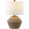JONATHAN Y 21.75″ Brown Rope Coastal Rustic Table Lamp, Farmhouse Iron Lamp with White Linen Drum Shade for Living Room Bedroom Nightstand, LED Bulb Included JYL4049A