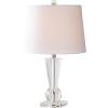 JONATHAN Y 22″ Clear Crystal LED Table Lamp, Glam Nightstand Lamp with Chrome Accents and White Linen Empire Shade for Bedroom Living Room, LED Bulb Included, UL Listed JYL5016A