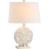 JONATHAN Y 24″ Dennis Cream Mother-of-Pearl Seashell Table Lamp, Coastal Traditional Bedside Lamp for Living Room Bedroom, White Linen Drum Shade, LED Bulb Included JYL1050A