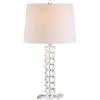 JONATHAN Y 25.5″ Clear Faceted Crystal Table Lamp, Modern Glam Chrome Bedside Lamp with White Linen Drum Shade for Living Room Bedroom, UL Listed, LED Bulb Included JYL2013A