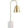 JONATHAN Y 26″ Brass Gold Arched Metal Table Lamp with White Marble Base, Modern Glam Desk Lamp for Living Room, Bedroom or Home Office, LED Bulb Included JYL1092A