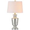 JONATHAN Y 26.5″ Mercury Silver Glass Table Lamp for Living Room Bedroom, Traditional Urn Bedside Lamp with White Linen Empire Shade, UL Listed, LED Bulb Included JYL2002A