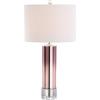 JONATHAN Y 27″ Blue Glass Crystal Table Lamp for Bedroom Living Room Nightstand, Modern Ombre Bedside Lamp, White Linen Drum Shade, LED Bulb Included JYL1069A(Pink)