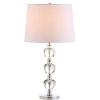 JONATHAN Y 27″ Clear/Chrome Traditional Crystal LED Table Lamp, Elegant Column Bedside Lamp for Living Room Bedroom, White Linen Shade, UL Listed, LED Bulb Included JYL2042A
