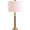 JONATHAN Y 28.7″ Antique Gold Traditional Resin LED Table Lamp, Classic Embossed Leaf Design with White Linen Drum Shade for Living Room Bedroom, LED Bulb Included JYL3032A