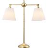 JONATHAN Y 31″ Gold 2-Light Contemporary Farmhouse Adjustable Iron Library LED Table Lamp, White Linen Shades for Living Room Office Sideboard, LED Bulbs Included JYL3074A