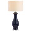 JONATHAN Y 31″ Navy Blue Ceramic and Crystal Table Lamp, Contemporary Slender Vase Bedside Lamp for Living Room, White Linen Drum Shade, UL Listed, LED Bulb Included JYL8017A