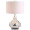 JONATHAN Y JYL1056A Emilia 26″ Mirrored Mosaic LED Table Lamp Contemporary Glam Bedside Desk Nightstand Lamp for Bedroom Living Room Office College Bookcase LED Bulb Included, Silver