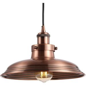 JONATHAN Y 11″ Copper Industrial Rustic LED Pendant Light, Adjustable Iron Hanging Ceiling Fixture for Kitchen Island, Dimmable, Copper Metal Shade, LED Bulb Included JYL9529A(Copper)