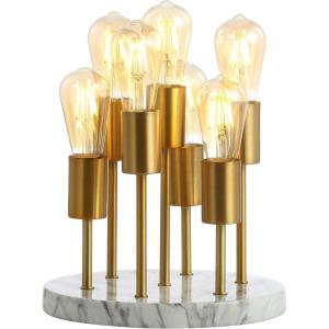 JONATHAN Y 13.5″ Brass Gold 7-Light Modern Metal and Resin Accent Lamp, Mid-Century Cluster Table Lamp with Marble Base for Living Room, Bedroom, LED Bulbs Included JYL1060A