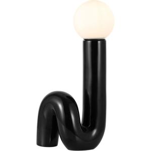 JONATHAN Y 18″ Black Modern Ceramic Spiral Table Lamp for Bedroom Living Room, Katya Minimalist Bedside Lamp, Frosted Glass Shade, LED Bulb Included (JYL5500B)(Black)