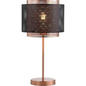 JONATHAN Y 19.7″ Copper and Black Metal Table Lamp, Modern Industrial Double Mesh Drum Shade Desk Lamp for Bedroom Living Room Office, UL Listed, LED Bulb Included JYL6106A
