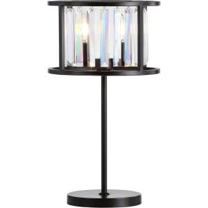 JONATHAN Y 21.5″ Oil Rubbed Bronze 2-Light Metal and Crystal Table Lamp, Traditional Geometric Bedside Lamp with Linear Crystals for Living Room, LED Bulbs Included JYL9053A