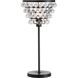 JONATHAN Y 25″ Brass Gold/Clear Table Lamp, Modern Industrial Chandelier Style Light, Clear Crystal Beads, Glam Bedside Nightstand Lamp for Bedroom Living Room, LED Bulb Included (JYL9004B)(Bronze)
