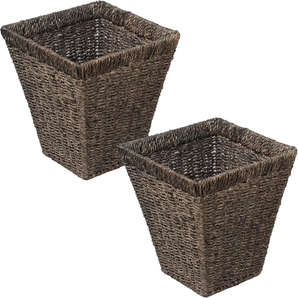 image:imagehappimess HPM1405ASET2 Alden Rustic Bohemian Handwoven Seagrass 23Gallon Tapered Square Wicker Watebasket Natural Set of 2Brown