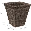 happimess HPM1405A-SET2 Alden Rustic Bohemian Handwoven Seagrass 2.3-Gallon Tapered Square Wicker Watebasket, Natural (Set of 2)(Brown)