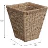 happimess HPM1405A-SET2 Alden Rustic Bohemian Handwoven Seagrass 2.3-Gallon Tapered Square Wicker Watebasket, Natural (Set of 2)(Natural)