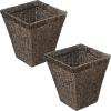 happimess HPM1405A-SET2 Alden Rustic Bohemian Handwoven Seagrass 2.3-Gallon Tapered Square Wicker Watebasket, Natural (Set of 2)(Brown)
