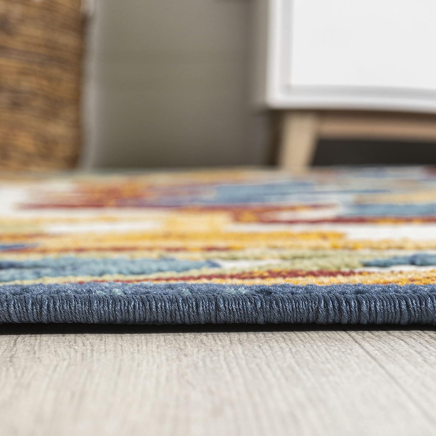 image:imageJONATHAN Y Abstract Bold Mandala Indoor Outdoor Area Rug 3X5 RedBlueYellow Flora HighLow for Backyard Patio Porch EasyCleaning High Traffic PetFriendly NonShedding AMC112A33 x 5 Rectangular