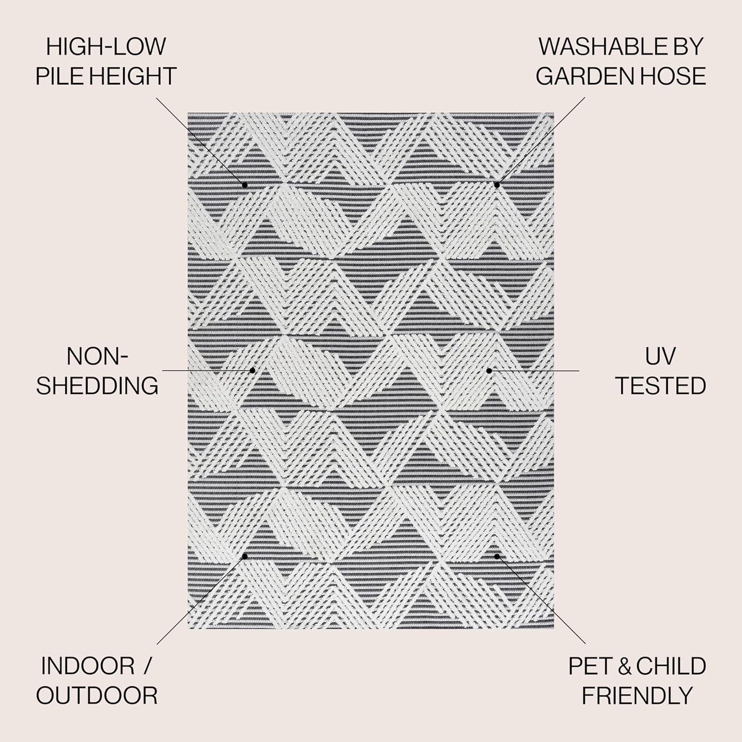 image:imageJONATHAN Y Art Deco Geometric Indoor Outdoor Runner Rug 2X8 Beige Jazz HighLow Pile for Backyard Patio Porch EasyCleaning High Traffic PetFriendly NonShedding SBH106B28BlackIvory
