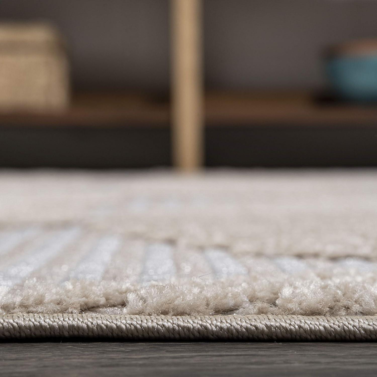 image:imageJONATHAN Y Art Deco Geometric Indoor Outdoor Runner Rug 2X8 Beige Jazz HighLow Pile for Backyard Patio Porch EasyCleaning High Traffic PetFriendly NonShedding SBH106B28Beige
